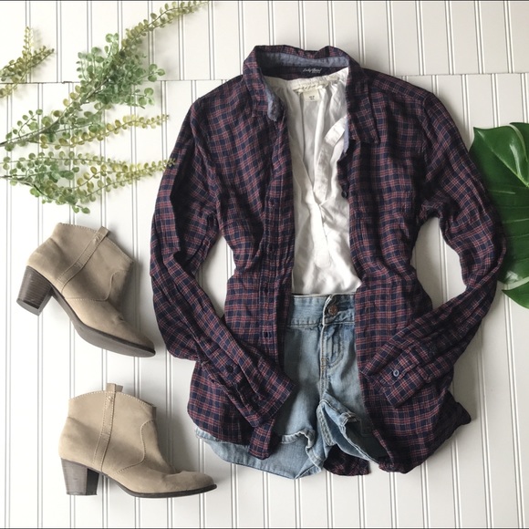 Lucky Brand Tops - lucky brand bungalow plaid red button shirt